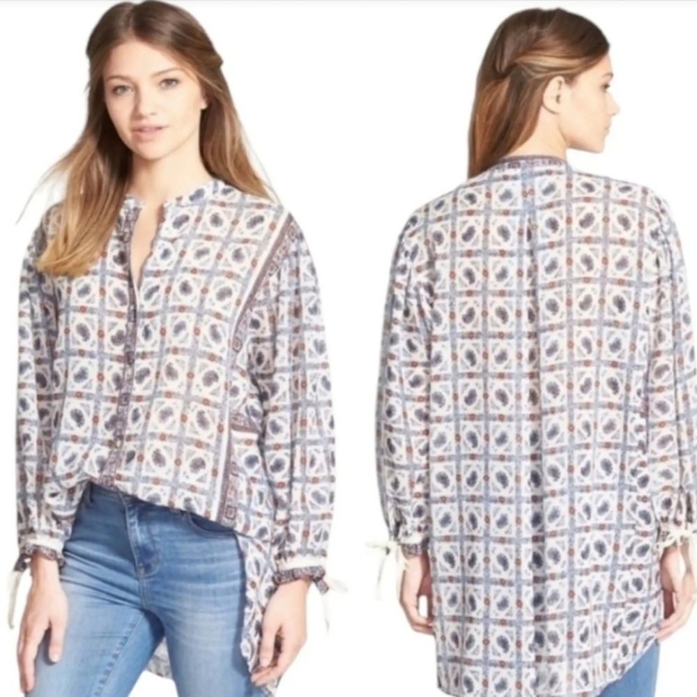 Madewell Picnic Plaid Paisley Tunic Top Oversized Buttondown, Size S